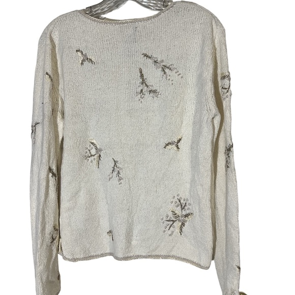 Elegant Cream Floral Women's Sweater Talbots - Picture 2 of 7